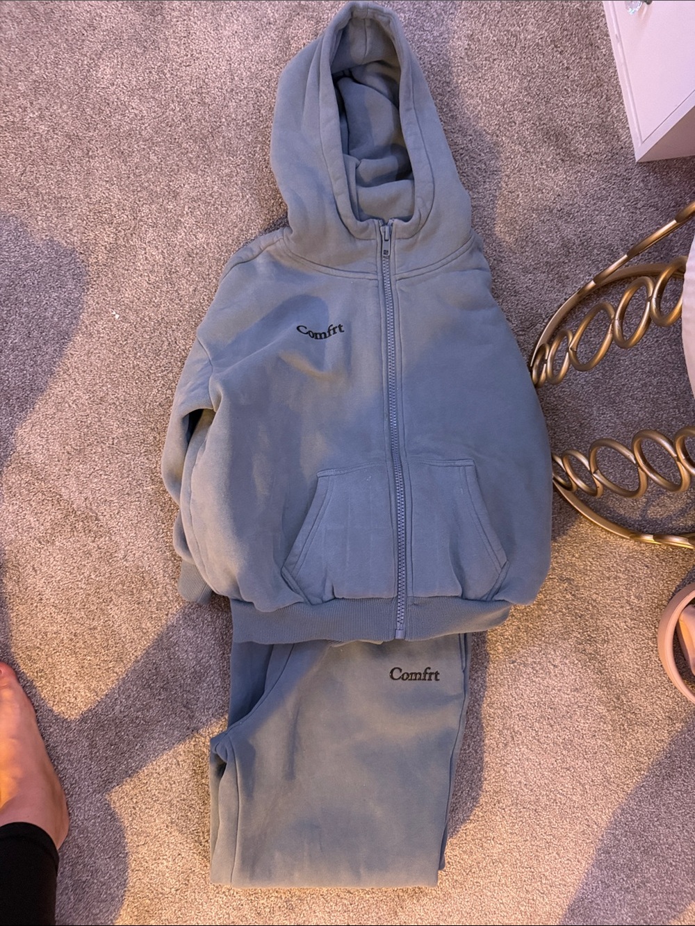 Comfort Kids Hooded Zip Jacket in Dusty Blue